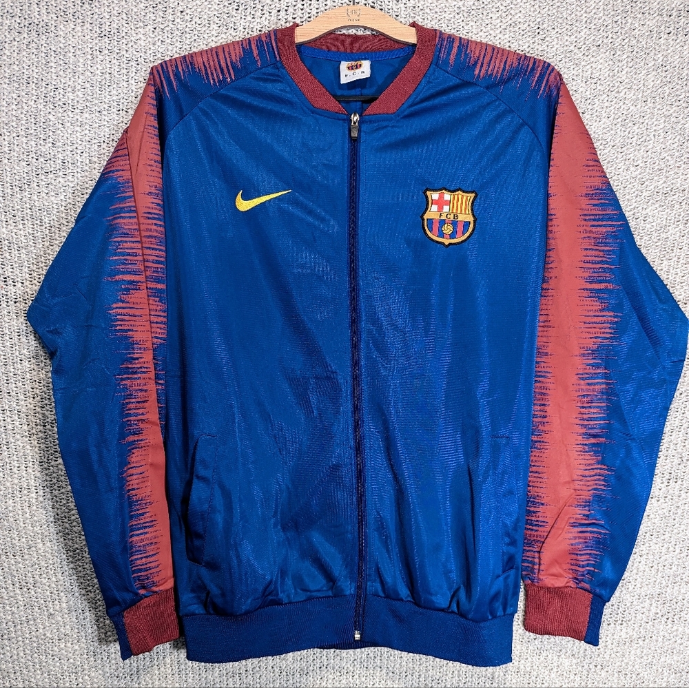 NIKE FC BARCELONA Blue Light Jacket Mens Used Size Large